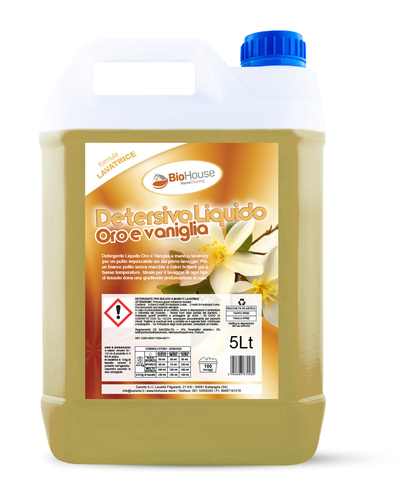 BioHouse - Detersivo Lavatrice Oro e Vaniglia